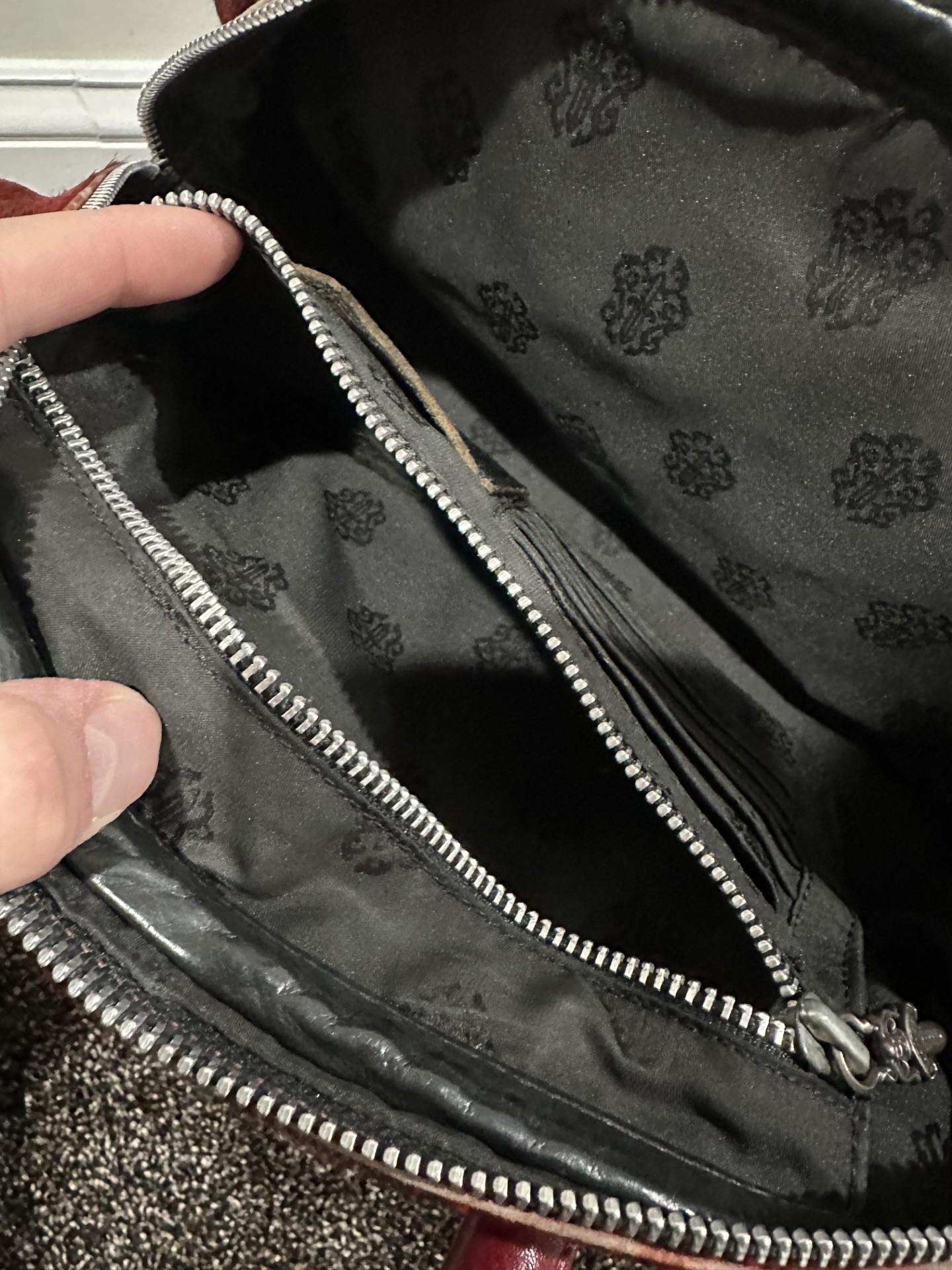 Chrome Hearts Cemetry Leather Cross Red Pony Hair Gym Bag For Sale 12