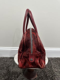 Chrome Hearts Cemetry Leather Cross Red Pony Hair Gym Bag