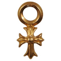 Chrome Hearts CH Plus 22k Gold Charm Cross Necklace Chain Pendant