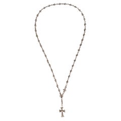 Chrome Hearts Collana a catena in argento 925 Tiny CH Cross Rosary regolabile