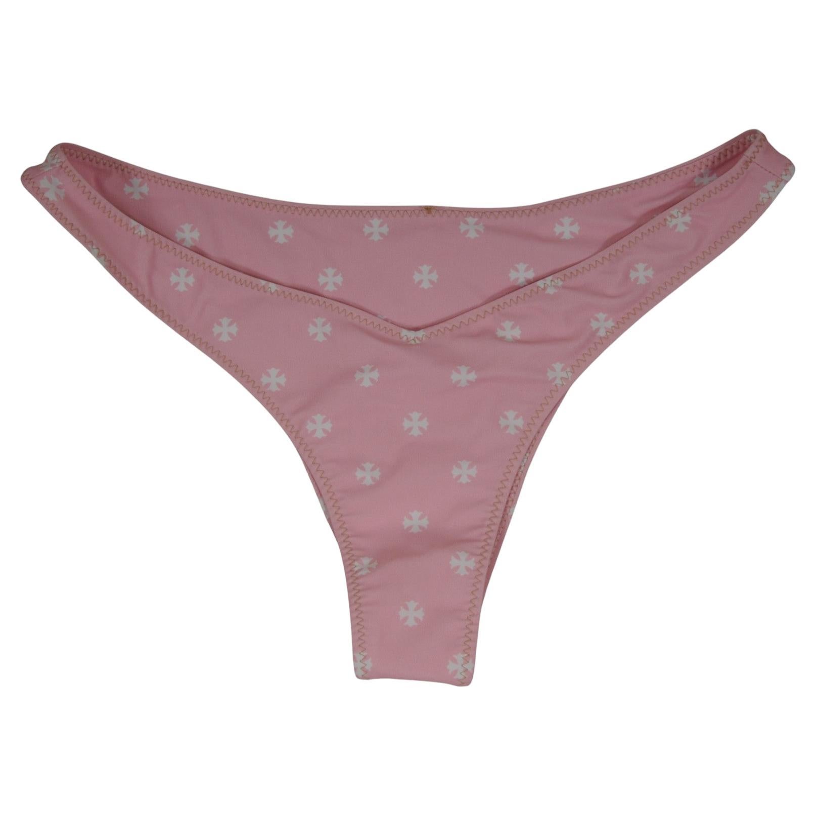 Braguita de bikini cruzada Chrome Hearts bañada en azul para mujer Rosa Blanco Talla mediana