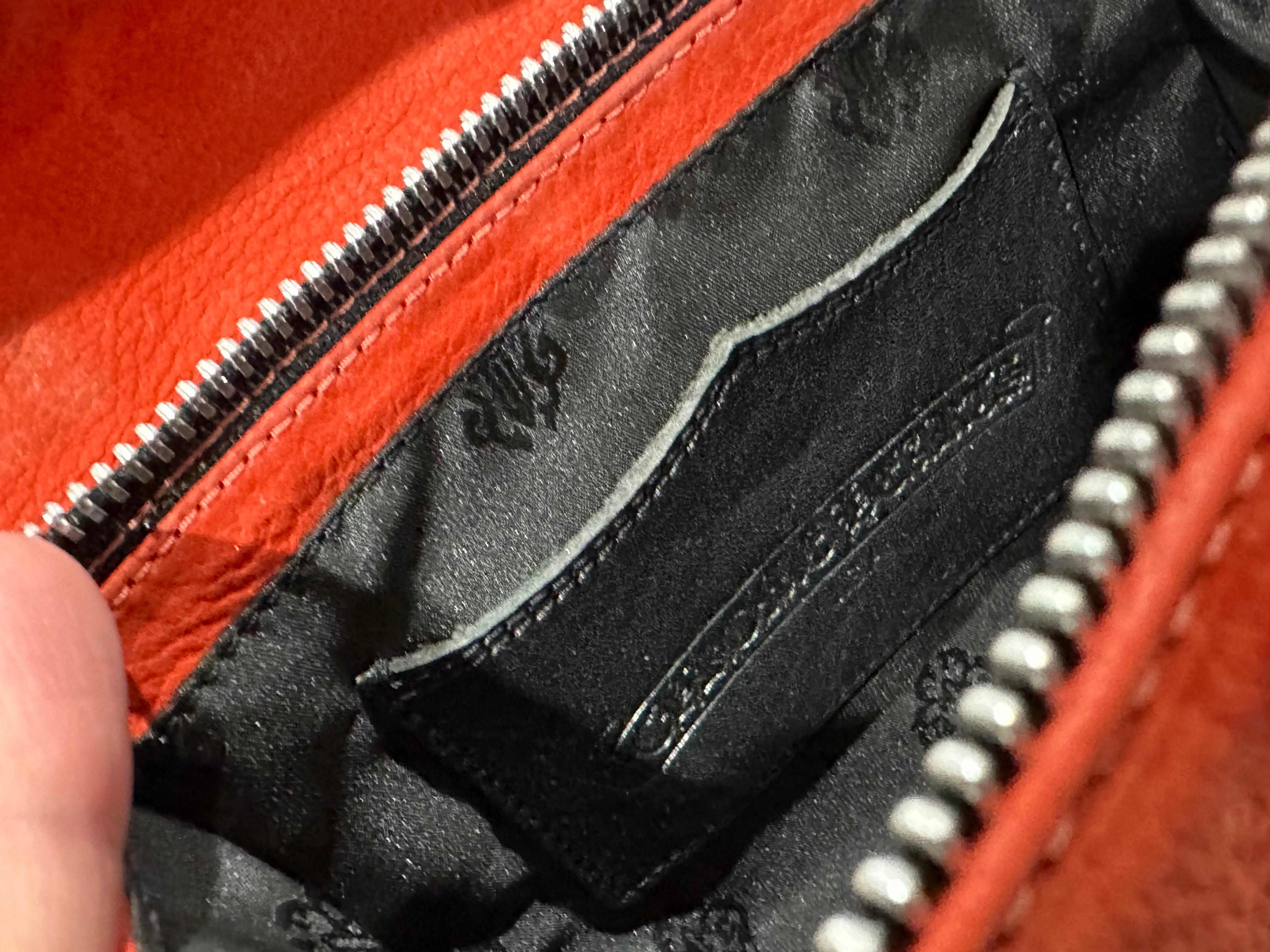 Chrome Hearts Doc Adams Fleur De Lis Suede Orange Handle Bag For Sale 4