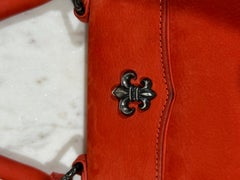 Chrome Hearts Doc Adams Fleur De Lis Suede Orange Handle Bag