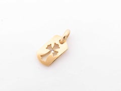 Chrome Hearts Dog Tag Cut Out Cross Diamond 22 Karat Gold Pendant
