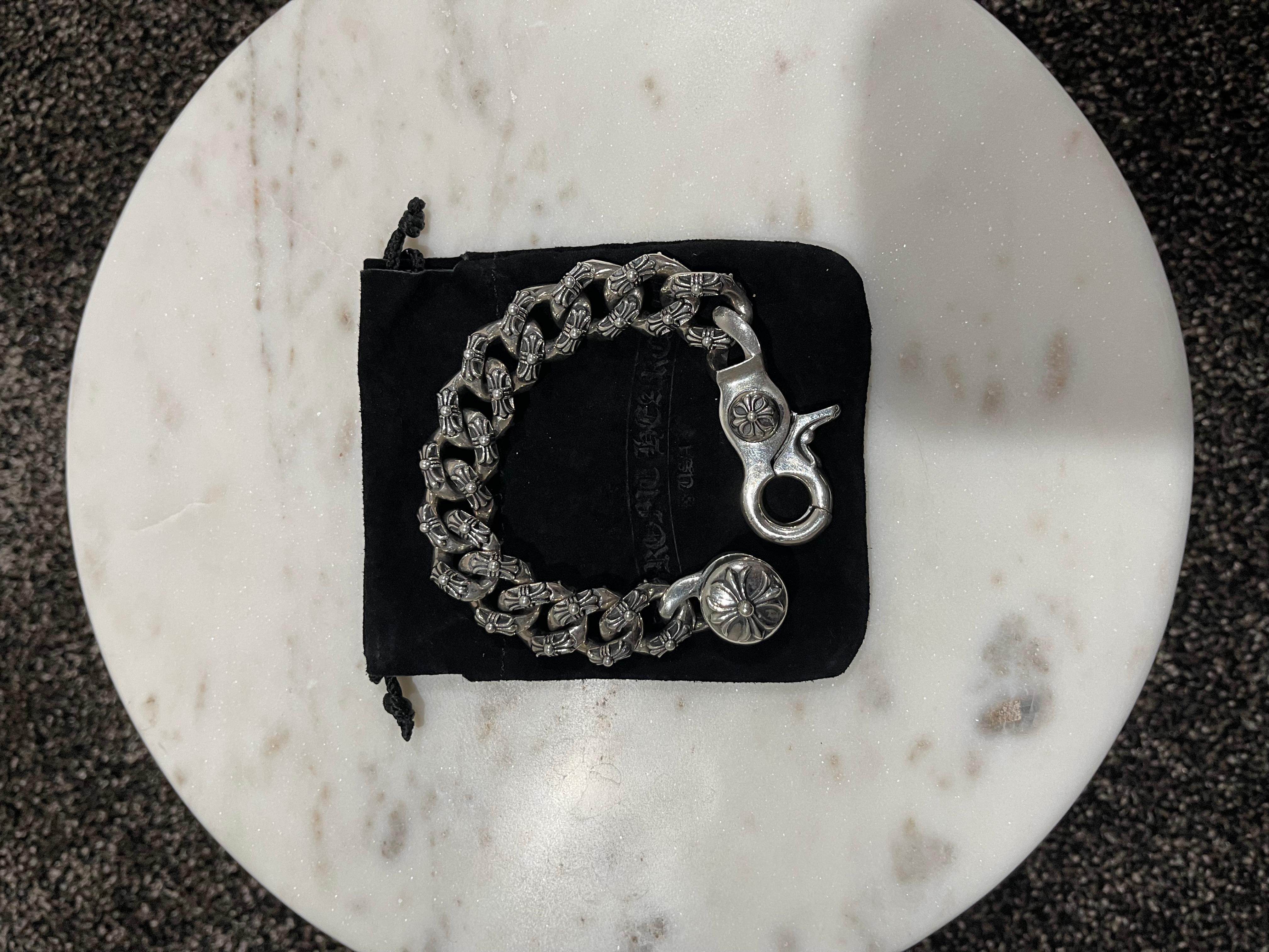 Chrome Hearts Extra Fancy Cuban Link Lobster Clasp Silver Bracelet
excellent condition w/ box and dust bag
Measurements are pictured

Rare Chrome Hearts Heart Bracelet
Well below retail price!

All sales are final.
