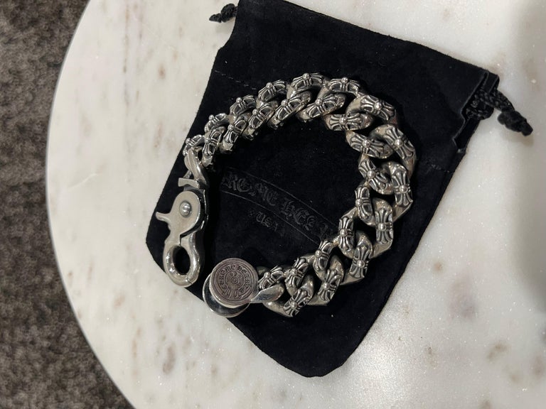 Chrome Hearts Extra Fancy Cuabn Link Lobster Clasp Silver Bracelet For ...