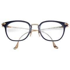 CHROME HEARTS Eyeglass Frames Navy Blue SHAGASS Gold Arms JEJE SPOT Eyewear