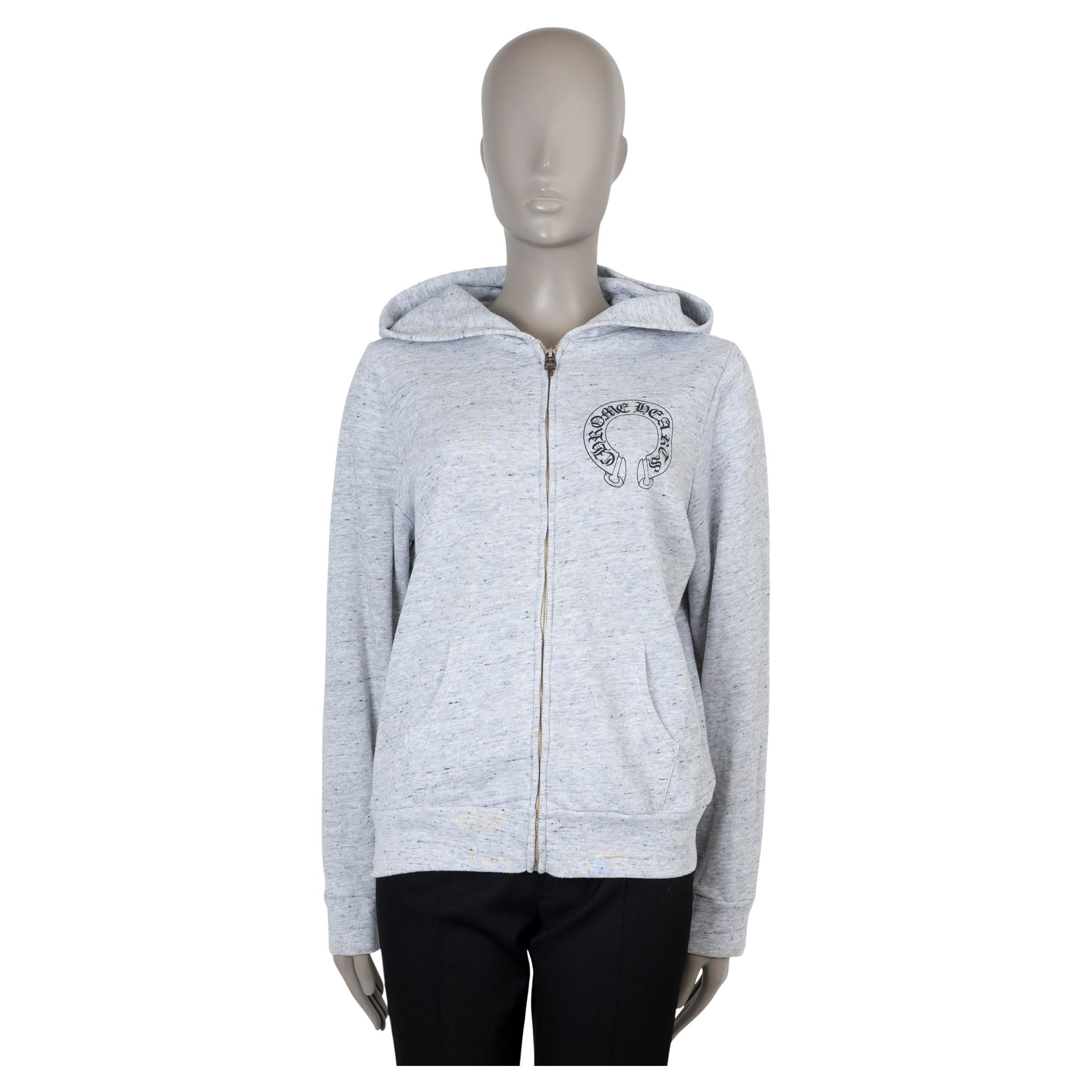 CHROME HEARTS grey cotton 2021 MATTY BOY ZIP FRONT HOODIE Cardigan Sweater L For Sale