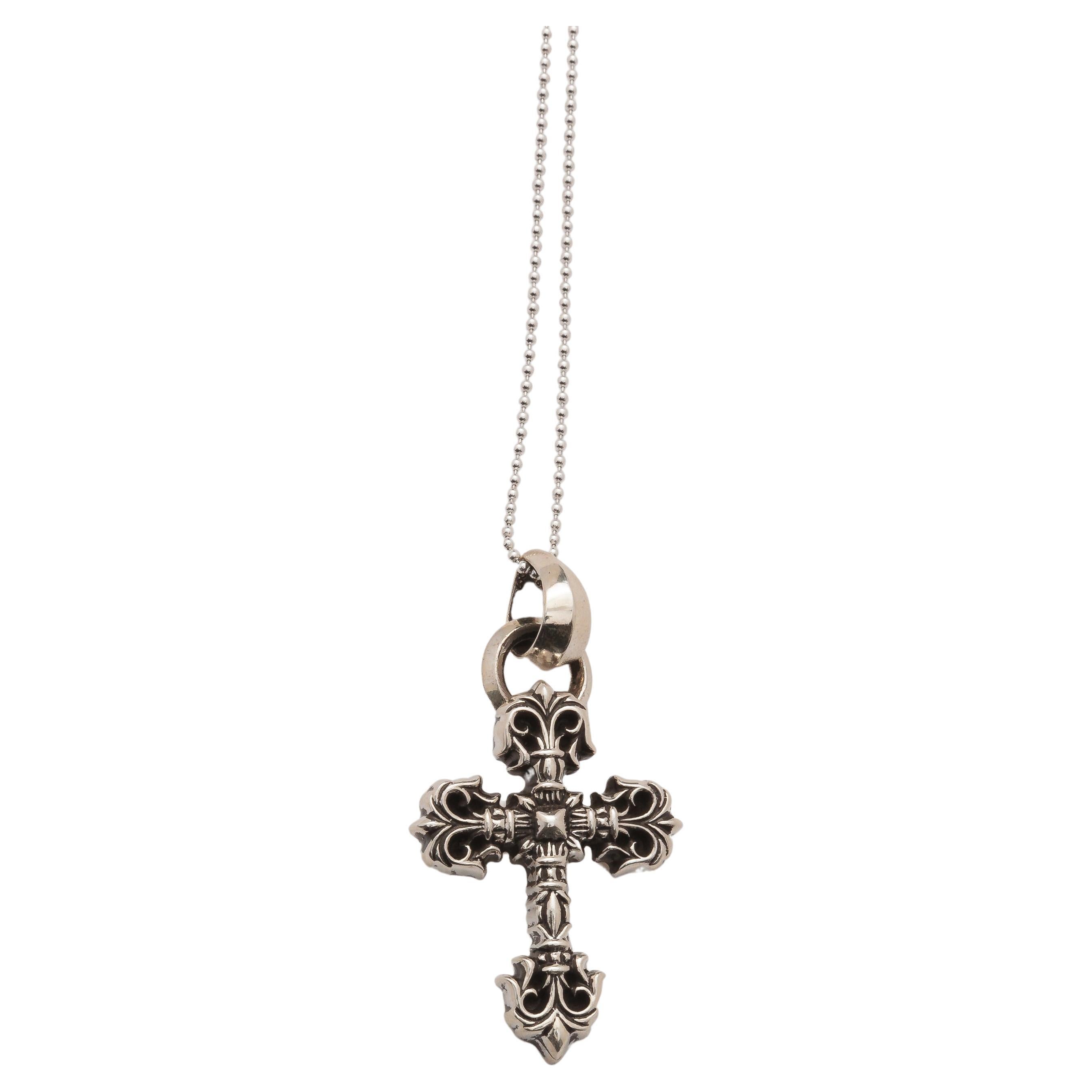CHROME HEARTS Gothic Necklace with Cross Pendant 925 Sterling Silver | eBay
