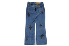Chrome Hearts Levis 517 Orange Tab Blue Jeans Size 34x30 Black Cross Patches