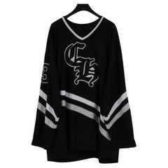 Chrome Hearts Uomo CH Pelle Patch Maglia Hockey XL Nero Whit 925 Silver