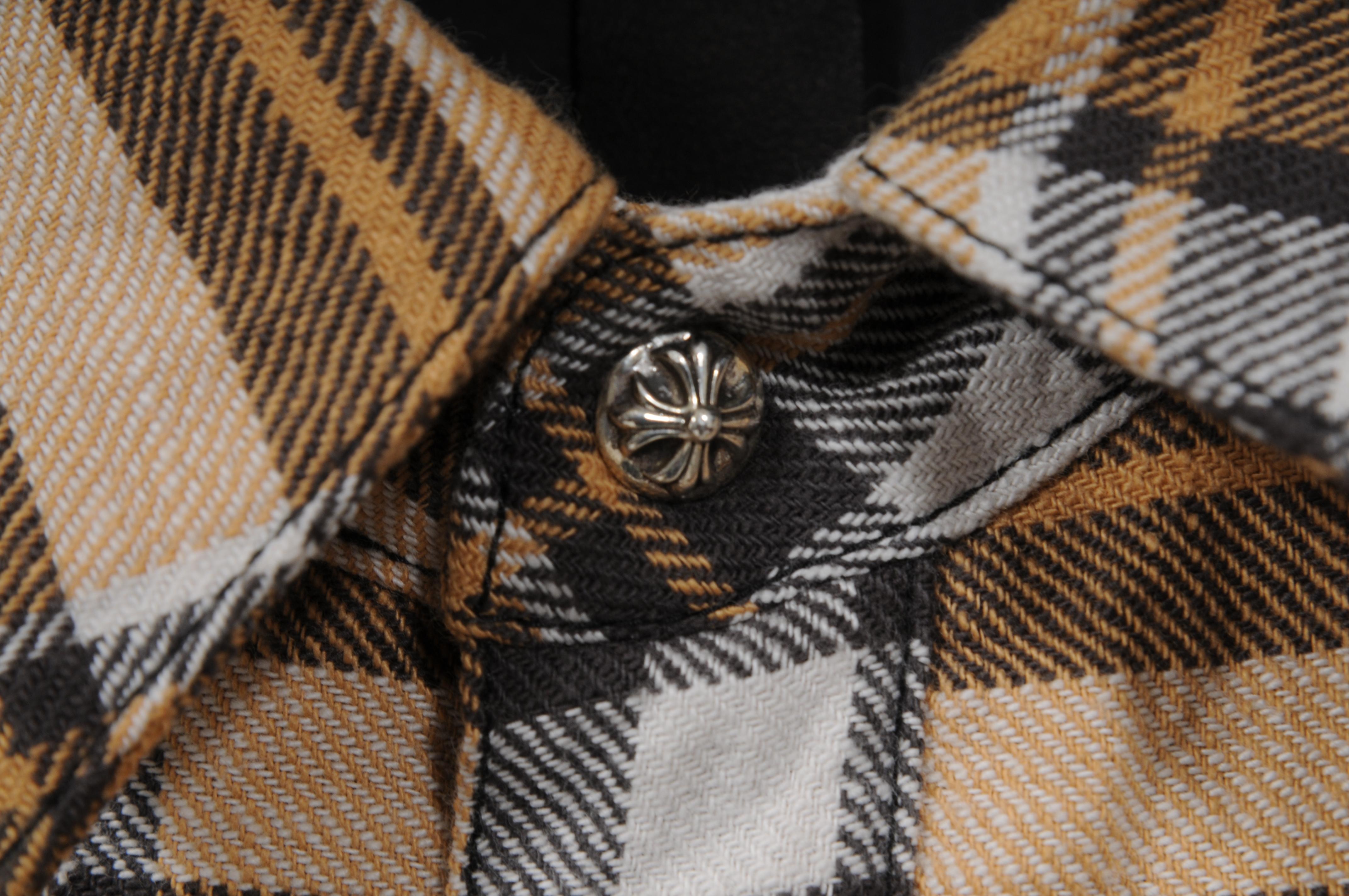 Chrome Hearts - Giacca di flanella a quadri foderata da uomo taglia XXL, gialla e nera, Up&Up in vendita 1