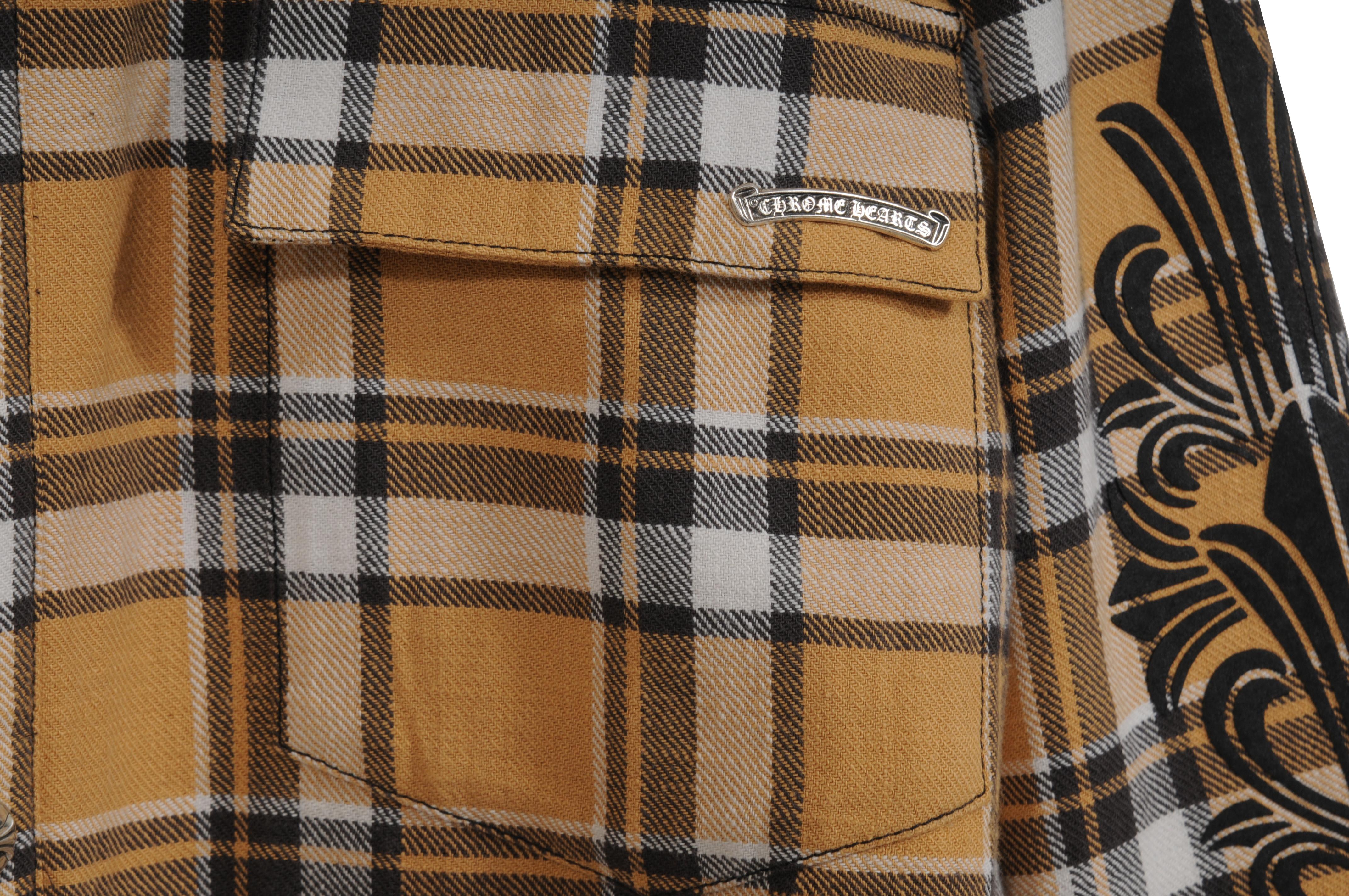 Chrome Hearts - Giacca di flanella a quadri foderata da uomo taglia XXL, gialla e nera, Up&Up in vendita 2