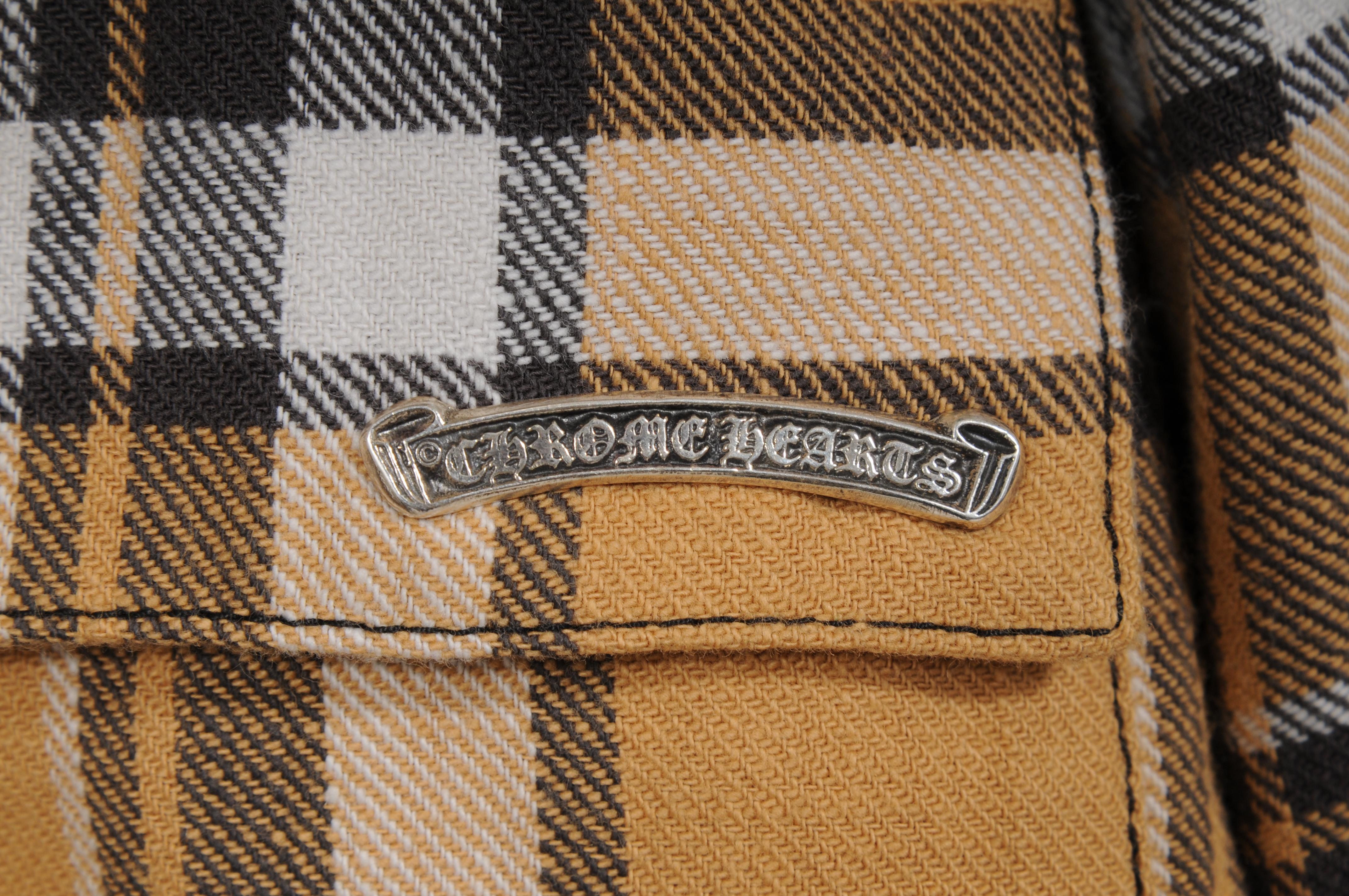 Chrome Hearts - Giacca di flanella a quadri foderata da uomo taglia XXL, gialla e nera, Up&Up in vendita 3