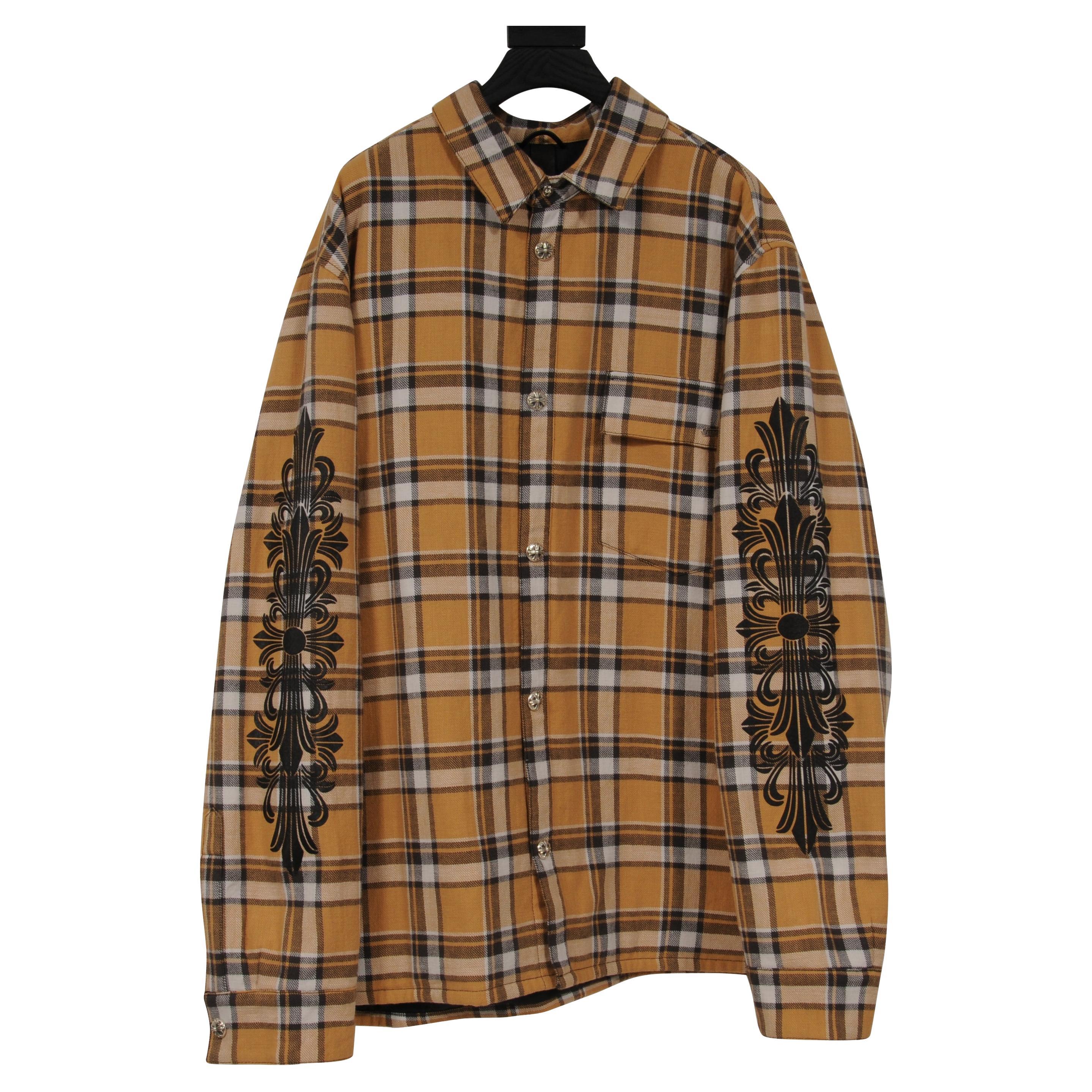 Chrome Hearts - Giacca di flanella a quadri foderata da uomo taglia XXL, gialla e nera, Up&Up in vendita
