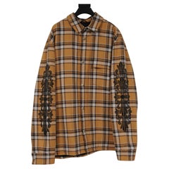 Chrome Hearts - Giacca di flanella a quadri foderata da uomo taglia XXL, gialla e nera, Up&Up