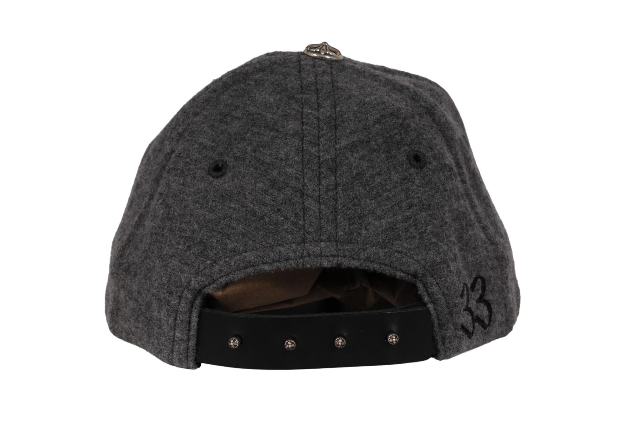 Chrome Hearts Herren sechs Panel CH Leder Logo Wolle Kappe grau Hut Limited Edition für Damen oder Herren im Angebot