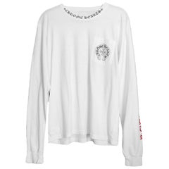 Chrome Hearts Men's/Unisex White Cotton Longsleeve T-Shirt w/ Logo sz L