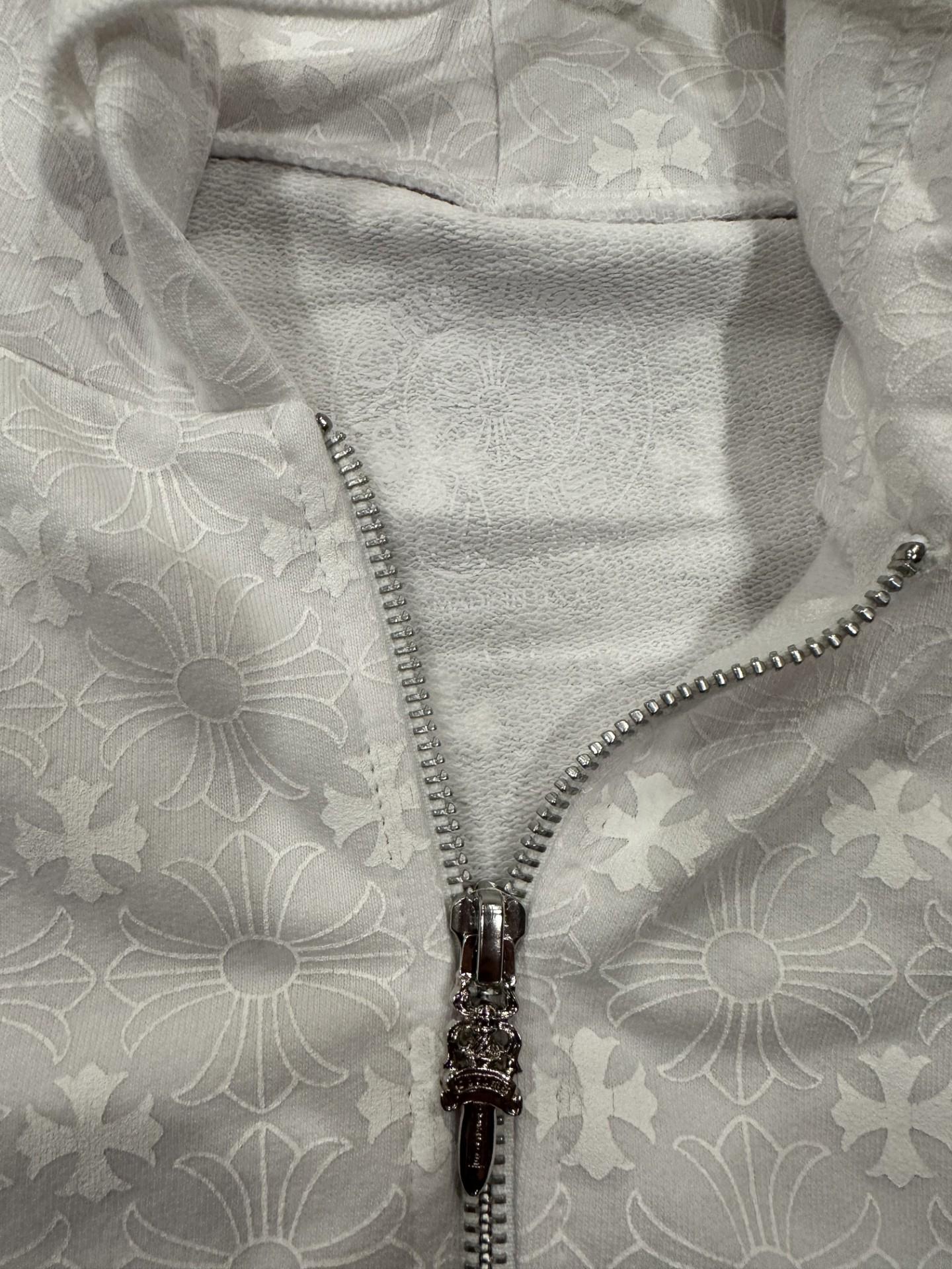 Chrome Hearts Monogram Plus Cross Logo White Zip Up Hoodie For Sale 6