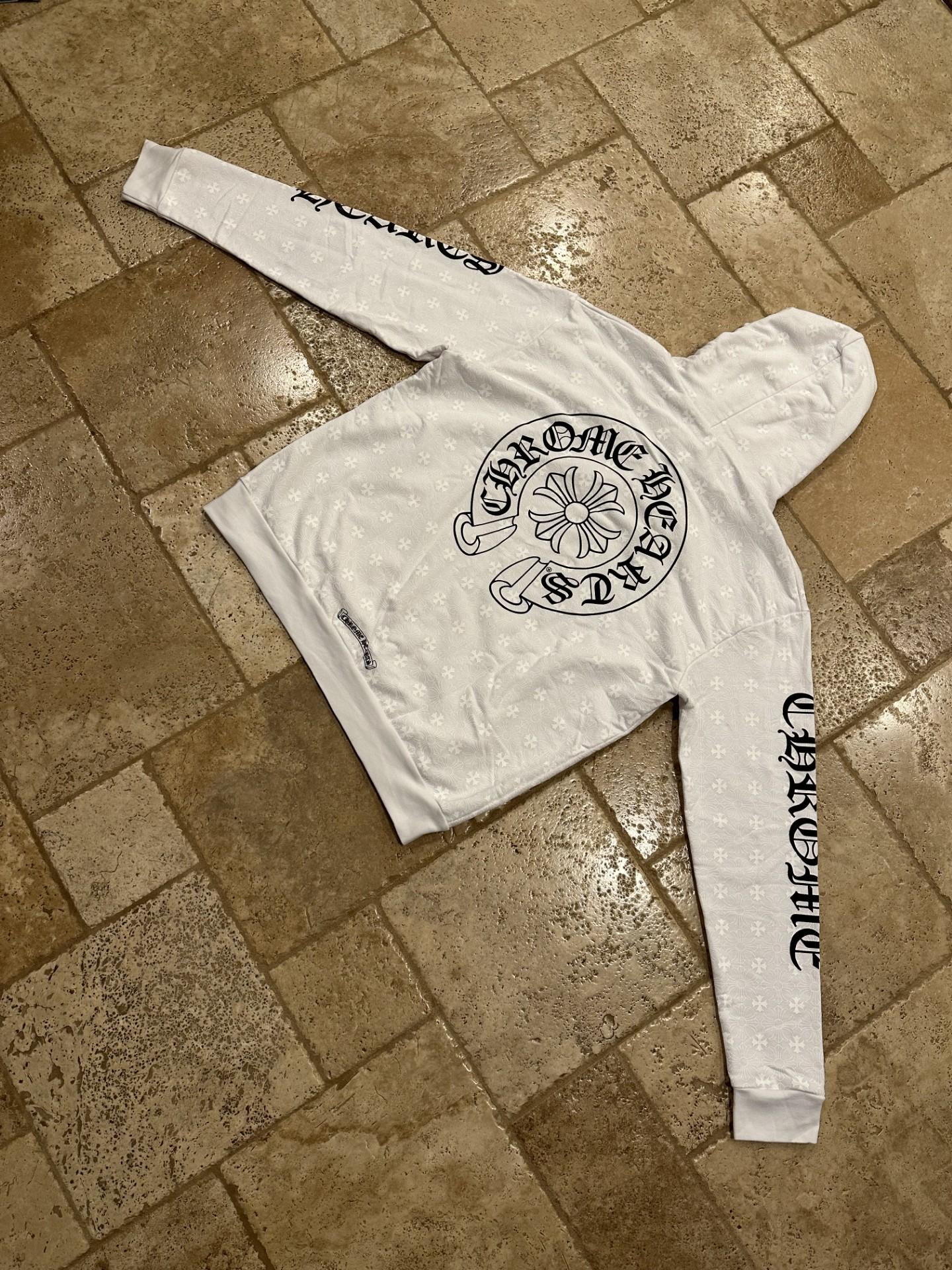 Chrome Hearts Monogram Plus Cross Logo White Zip Up Hoodie For Sale 8