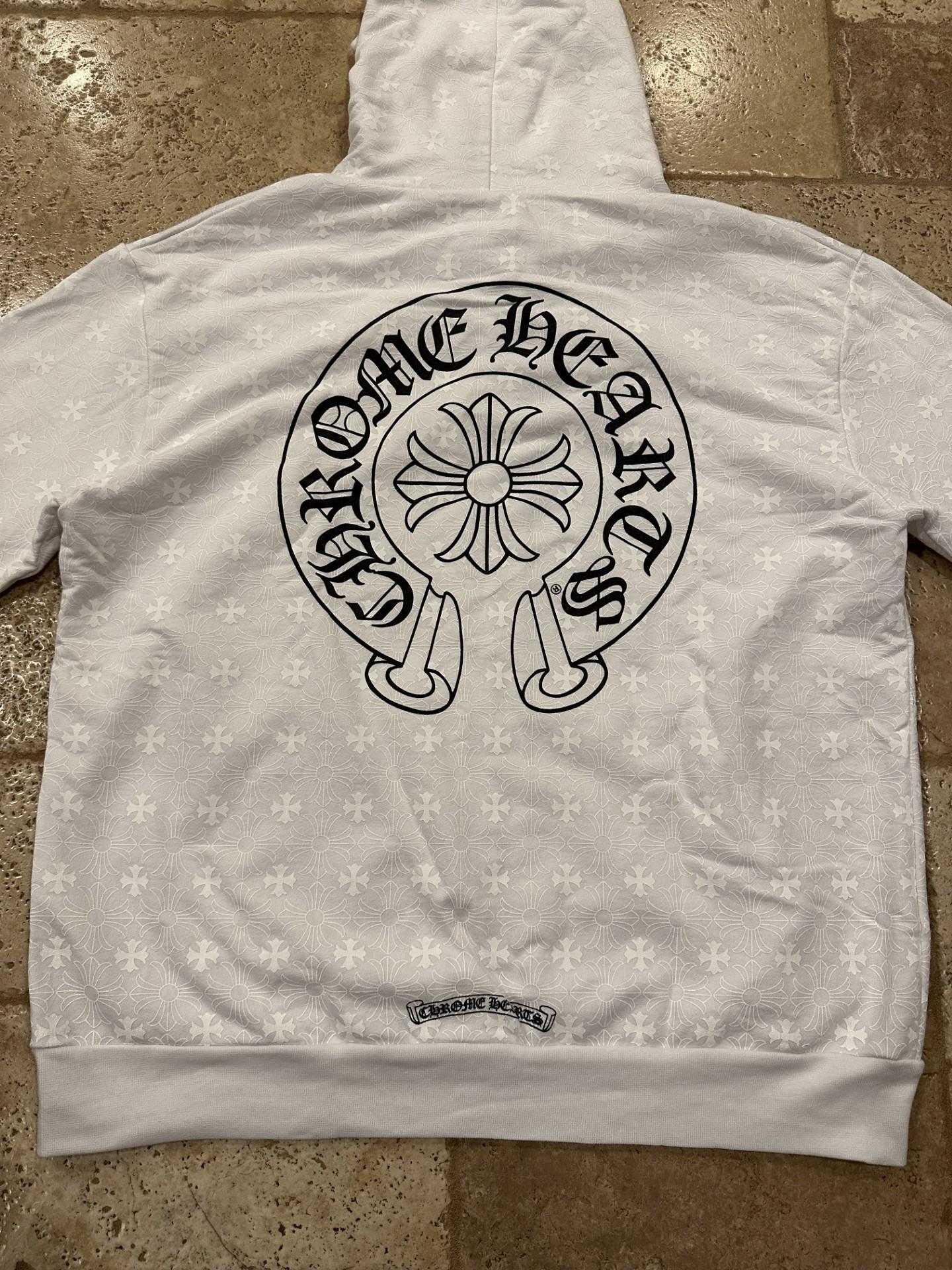Chrome Hearts Monogram Plus Cross Logo White Zip Up Hoodie For Sale 10