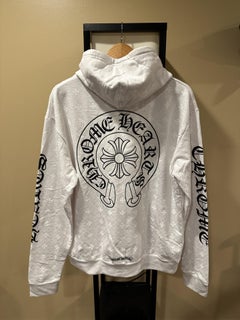 Chrome Hearts Monogram Plus Cross Logo White Zip Up Hoodie