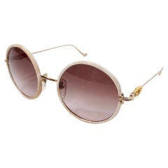 Chrome Hearts "Ovary Easy" Lunettes de soleil rondes en métal mélangé avec bordures en cuir