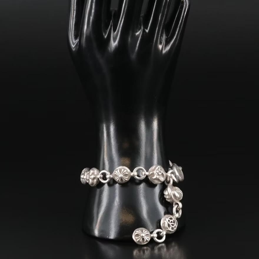 Gothic Revival Chrome Hearts Pastilles Link Bracelet Sterling 1991 .925