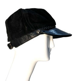 Chrome Hearts Raro berretto da pescatore in pelle e camoscio, argento sterling, 1994