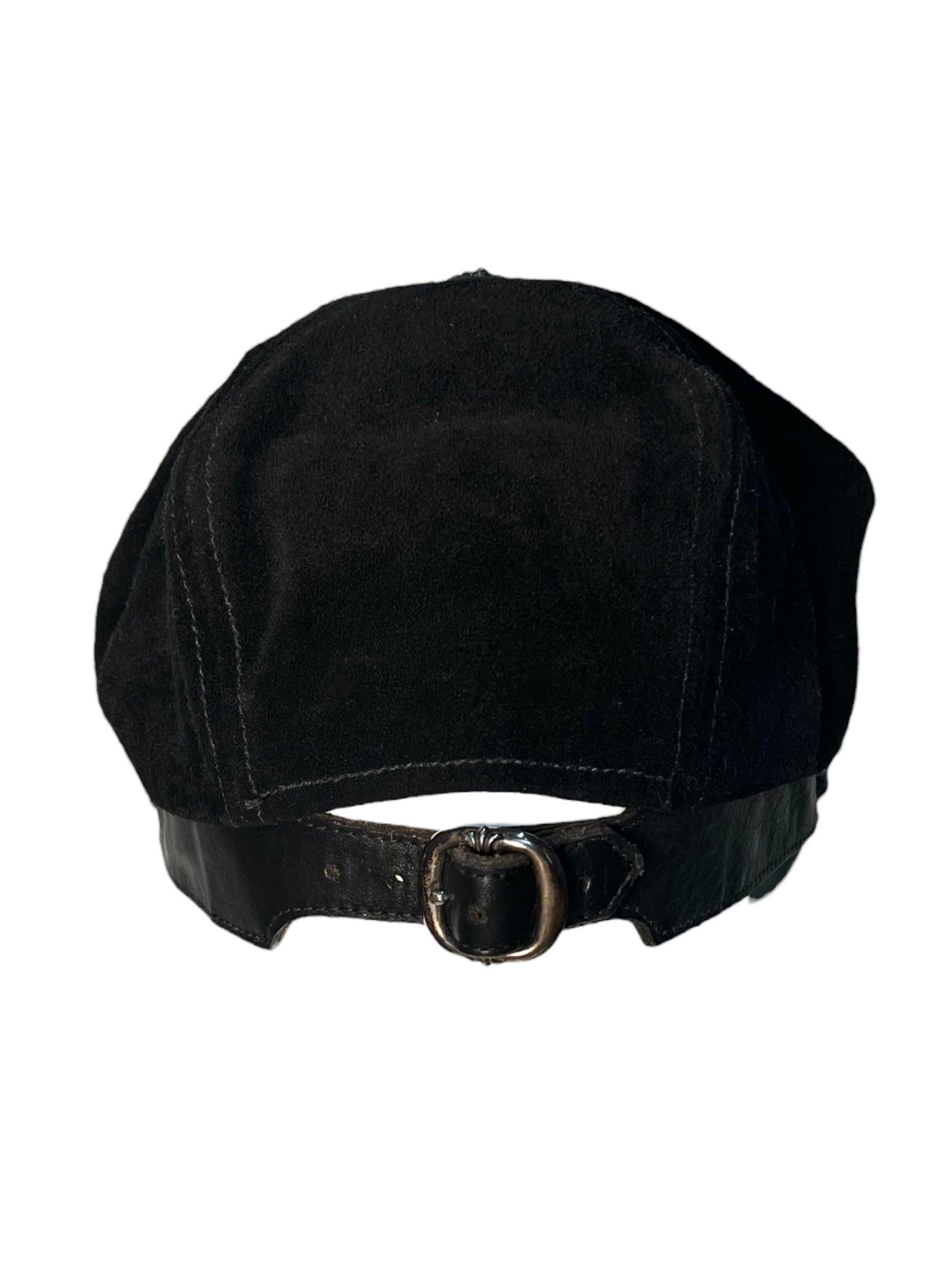 Chrome Hearts RARE Leather & Suede Fisherman Cap Sterling Silver, 1994 In Excellent Condition For Sale In Los Angeles, CA