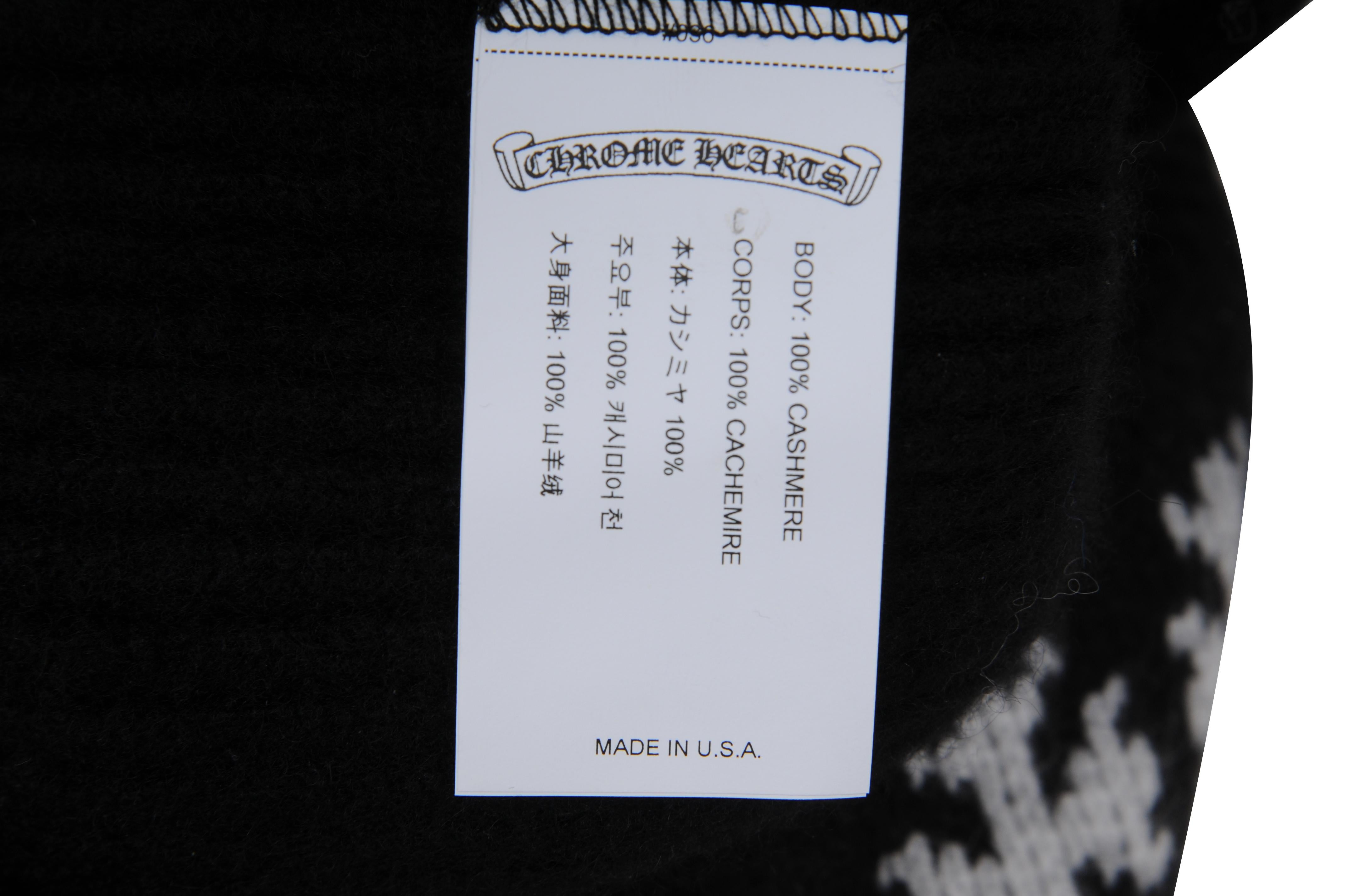 Femenino o masculino Chrome Hearts Gorro con Logotipo Cruzado Negro Blanco Cachemira .925 Scroll Cross en venta