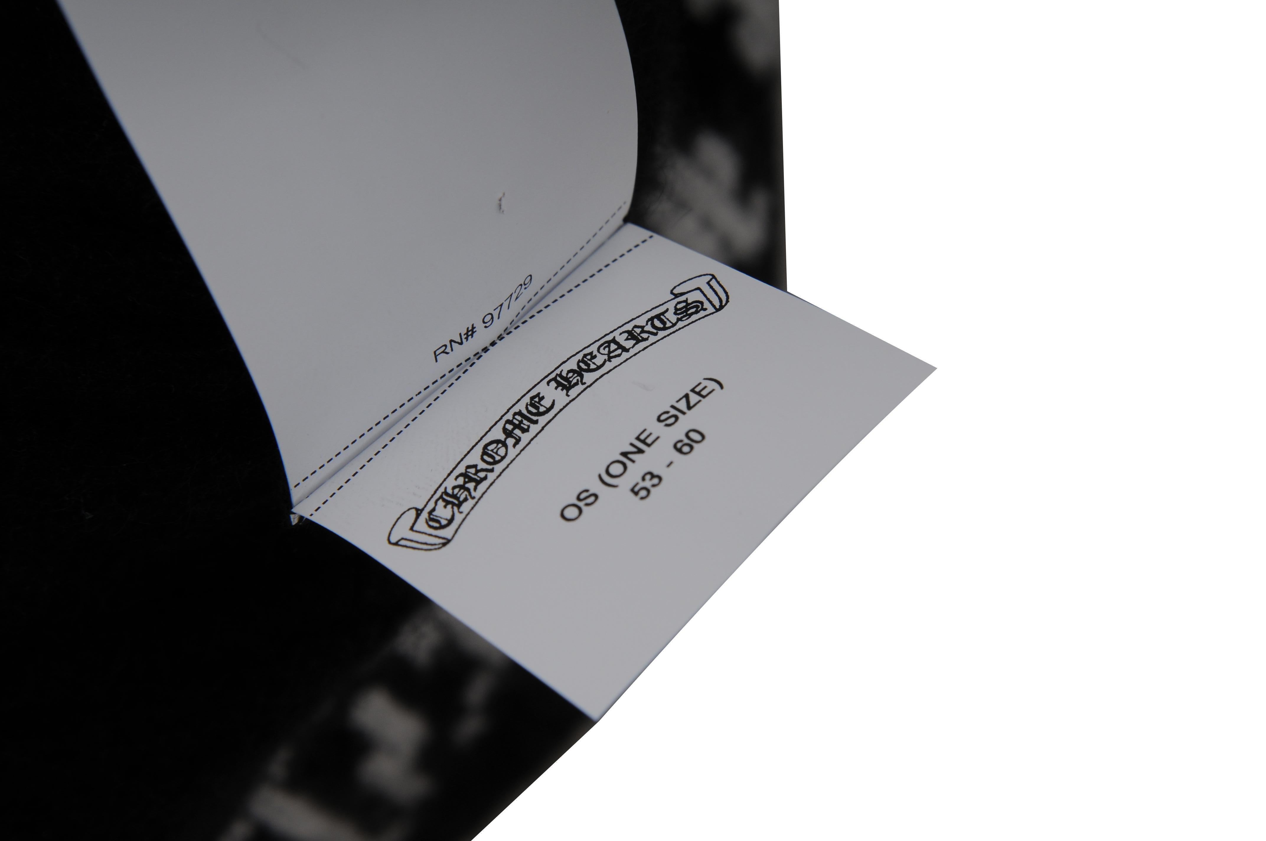 Chrome Hearts Gorro con Logotipo Cruzado Negro Blanco Cachemira .925 Scroll Cross en venta 1