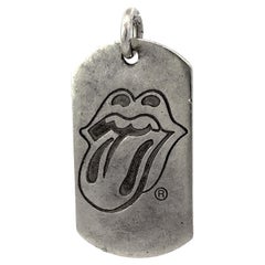 Pendentif en argent sterling avec étiquette en forme de cœur en chrome et pierres Rolling Stones, Édition limitée