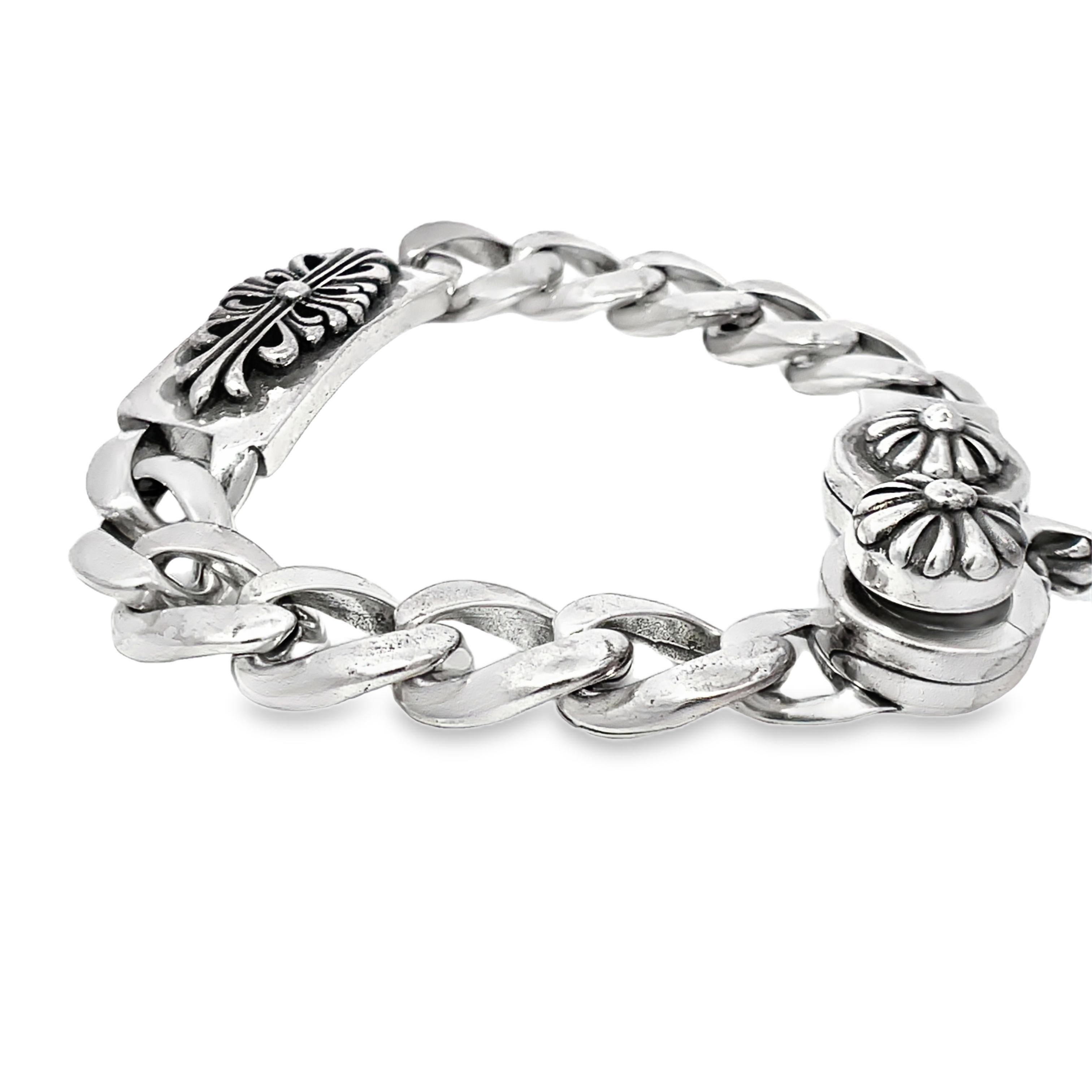 Bracciale a catena cubana Chrome Hearts S925 con chiusura a moschettone In condizioni buone in vendita a New York, NY