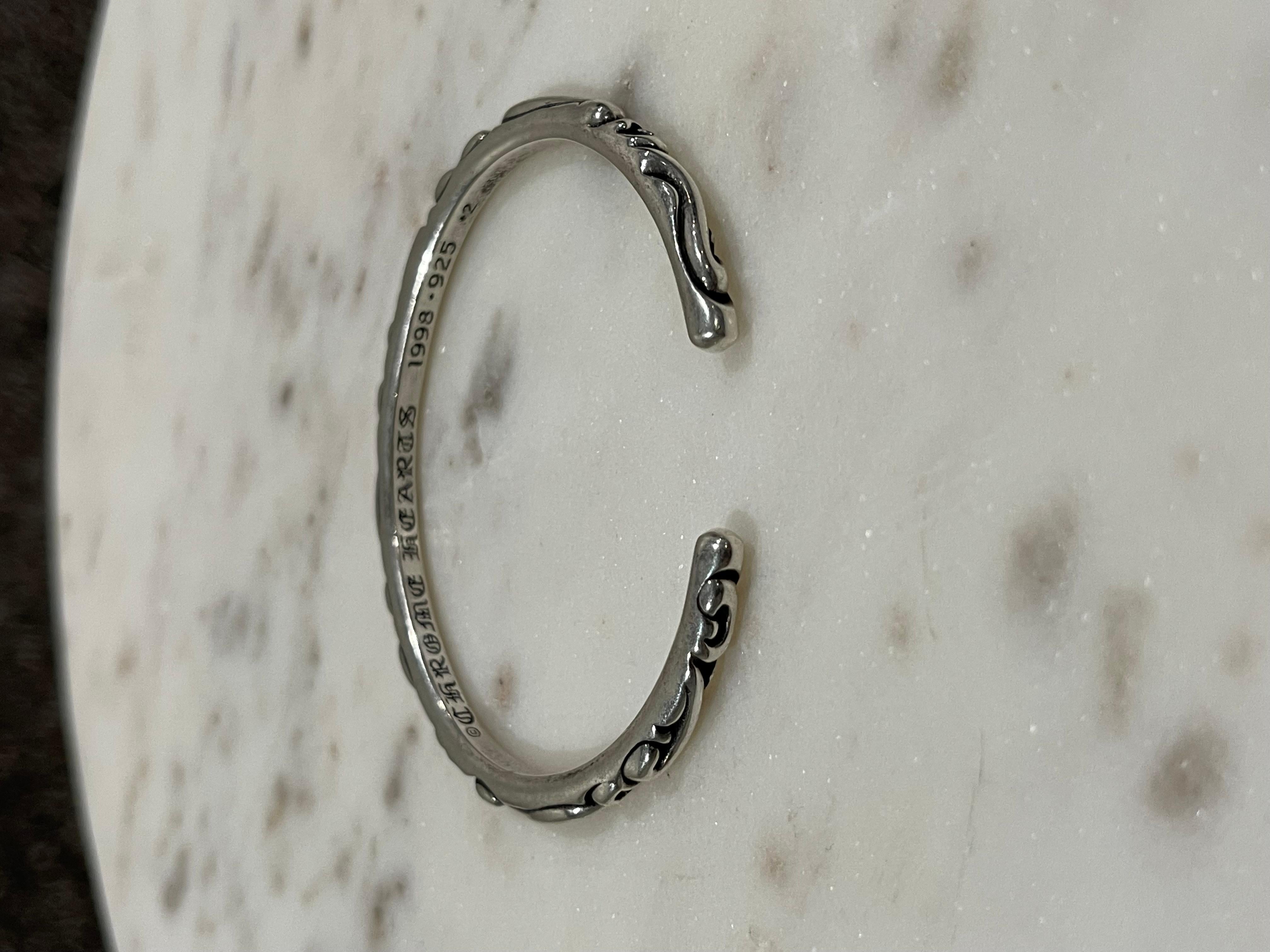 Chrome Hearts Scroll Bangle Silver Bracelet In Good Condition For Sale In Bear, DE