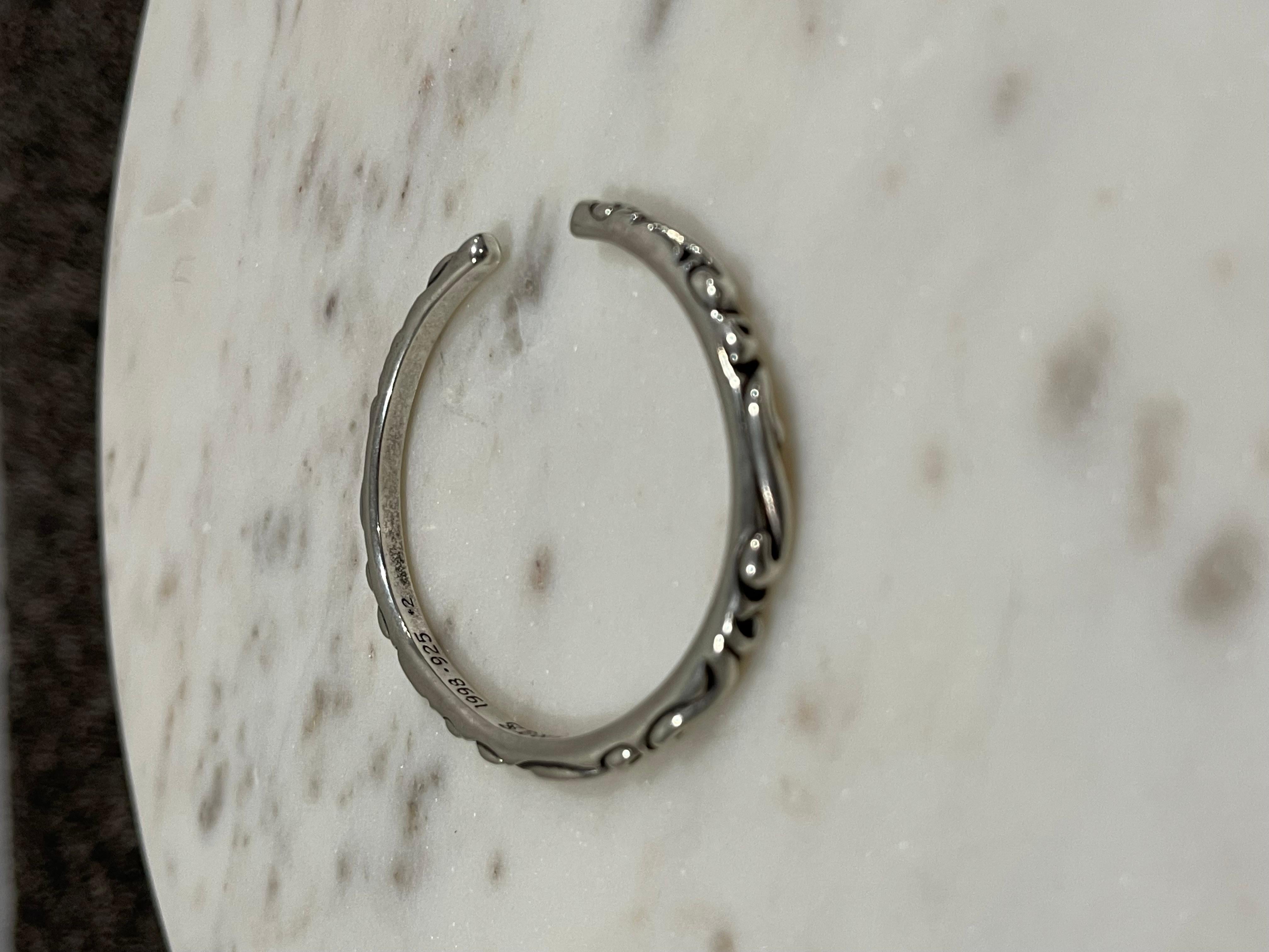 Women's or Men's Chrome Hearts Scroll Bangle Silver Bracelet For Sale