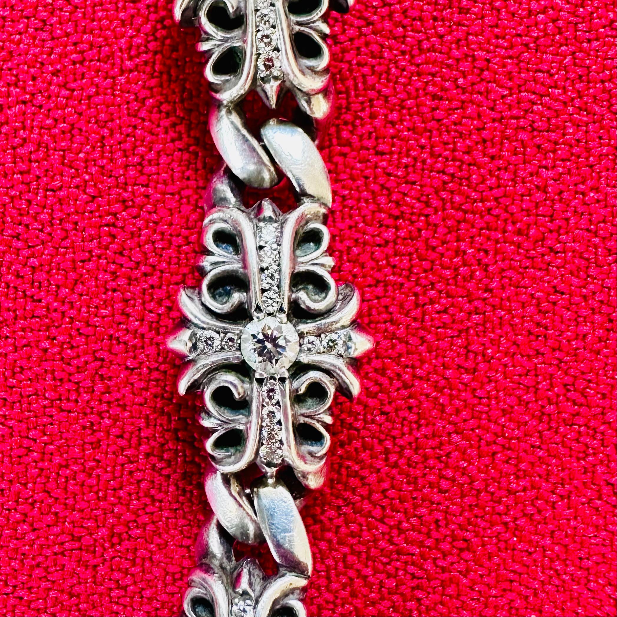 Chrome Hearts Silver Diamond Bracelet In Good Condition In Beverly Hills, CA
