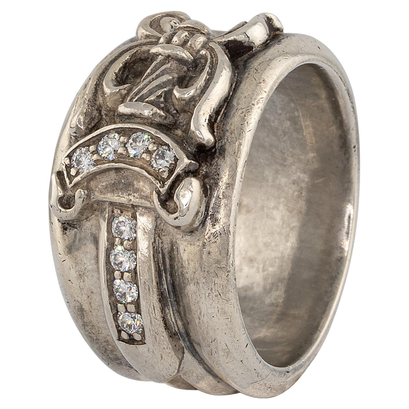 Anello con pugnale in argento e diamanti Chrome Hearts - Argento 925 (1992) in vendita