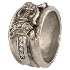 Chrome Hearts Silver & Diamond Dagger Ring — .925 Sterling Silver (1992)