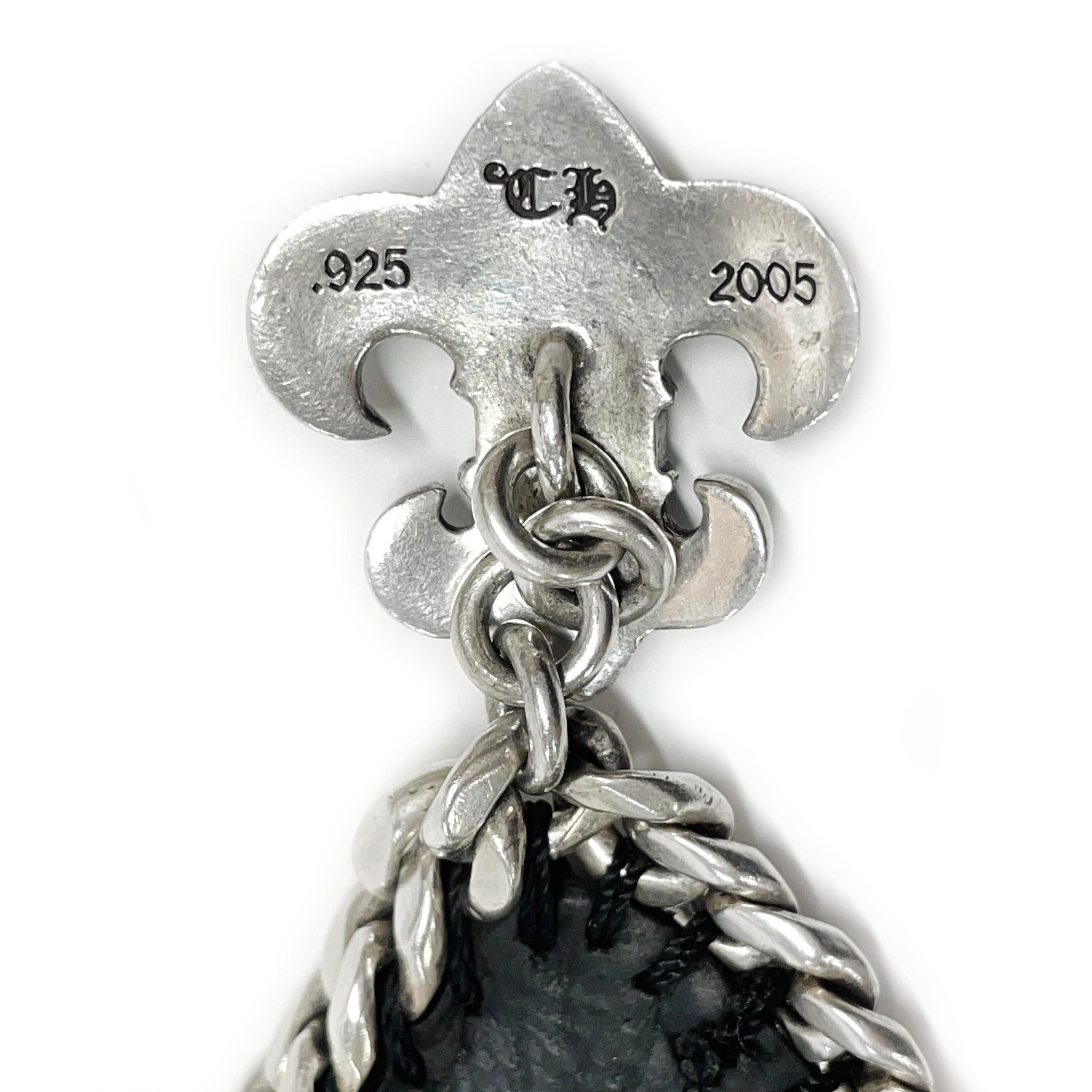 Chrome Hearts Silver Bracelet en cuir Fleur De Lis Unisexe en vente