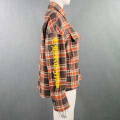 CHROME HEARTS Size S Brown Orange Yellow Cotton Plaid Shirt