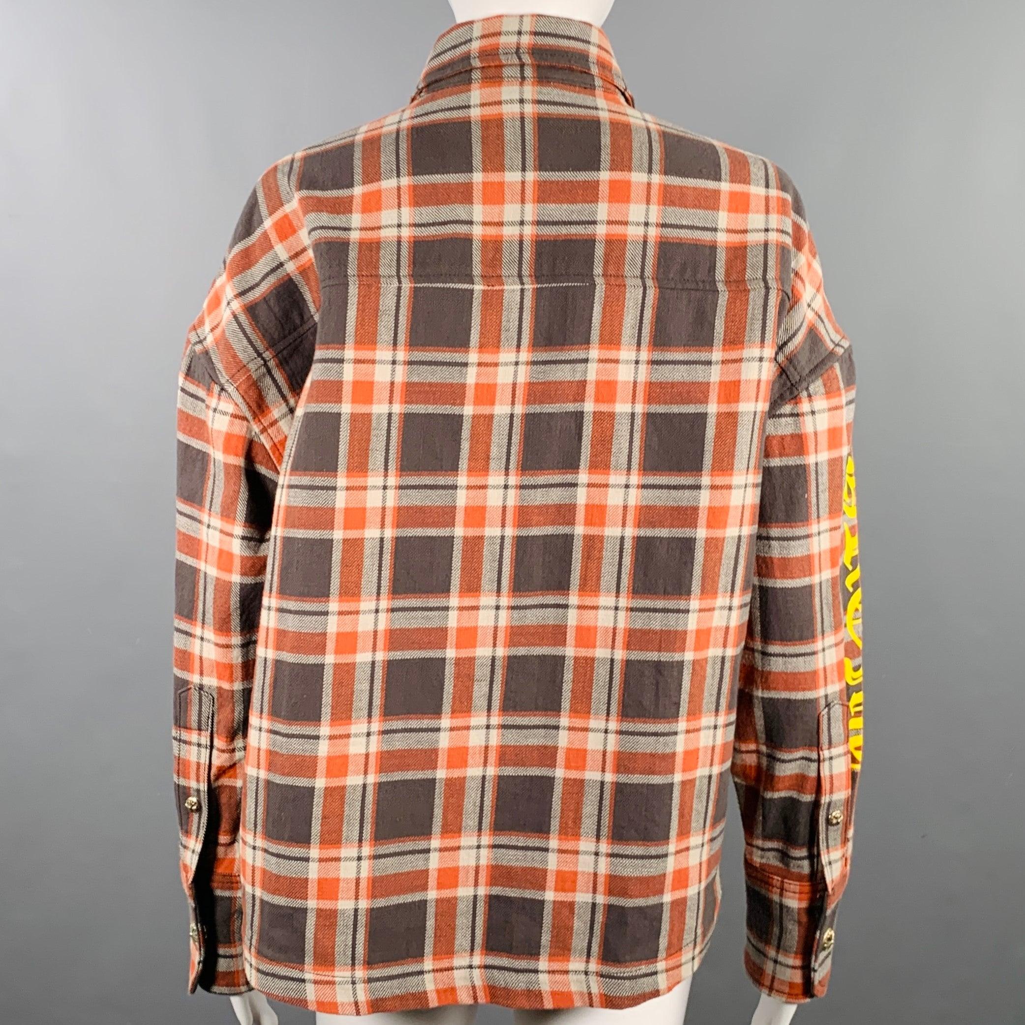 CHROME HEARTS Größe S Braun Orange Gelb Baumwolle kariertes Hemd im Zustand „Hervorragend“ im Angebot in San Francisco, CA
