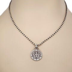 Chrome Hearts Sterling Silver Angel Dagger Medallion Bead Chain Necklace