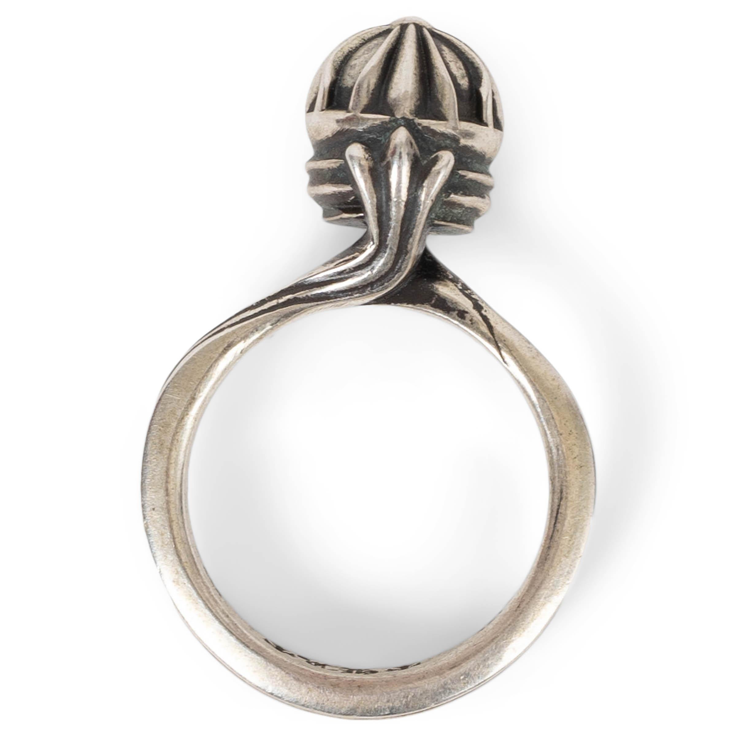 Donna Anello CHROME HEARTS in argento sterling CROSSTAIL BALL Sz 7 in vendita