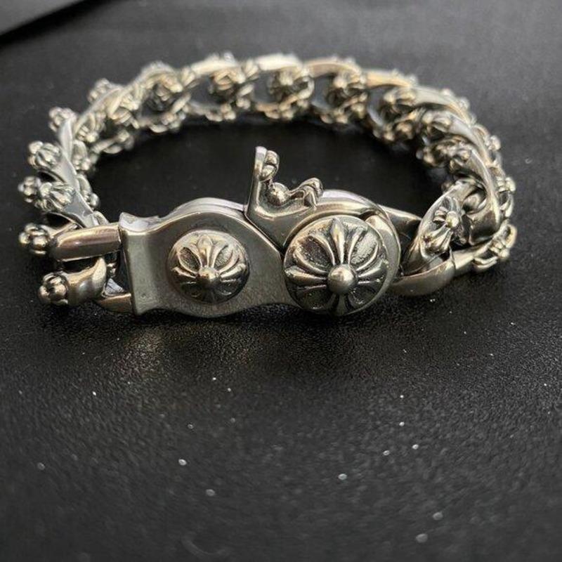 Chrome Hearts Style Vintage Cuban Chain Bracelet In Excellent Condition For Sale In New York, NY
