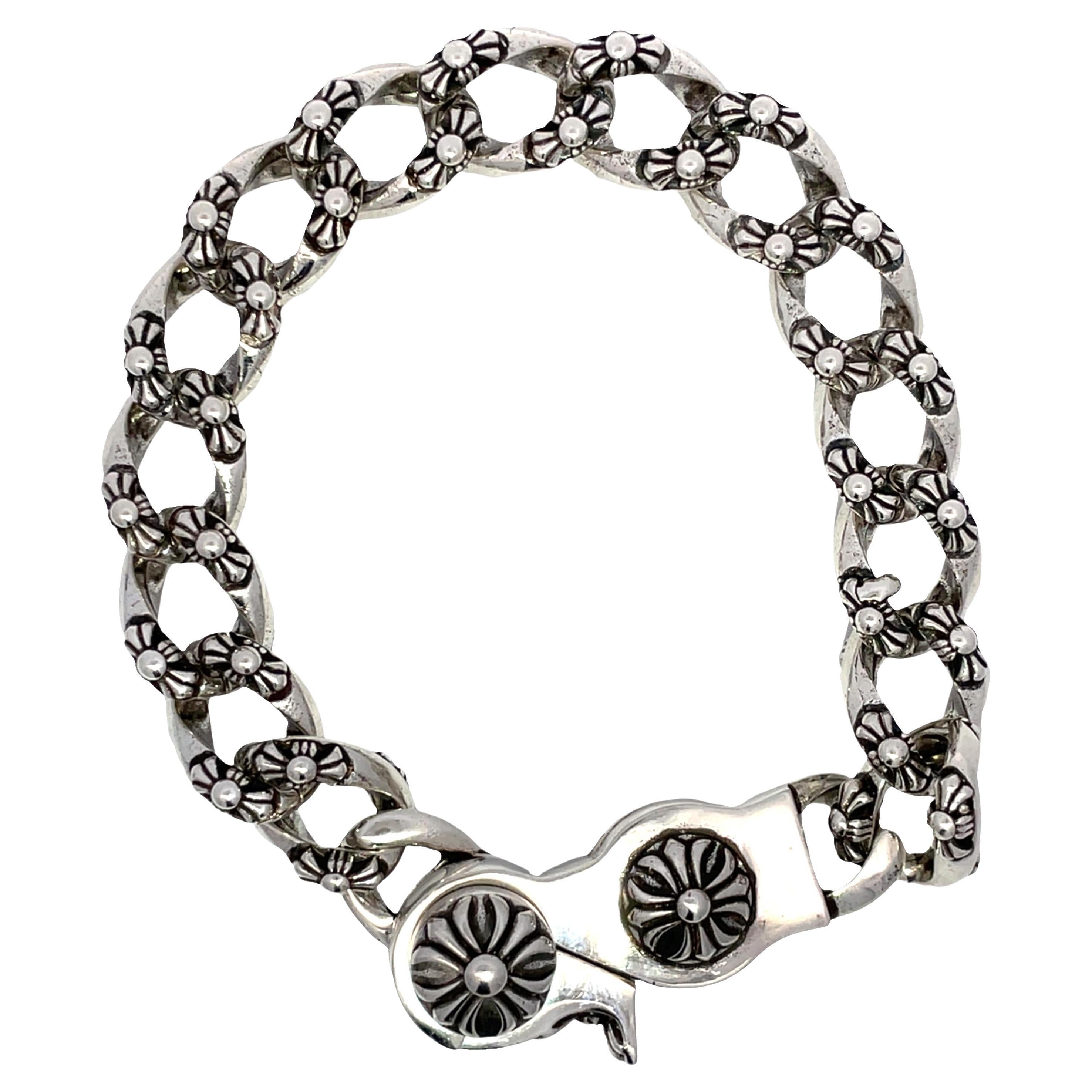 Chrome Hearts Style Vintage Cuban Chain Bracelet For Sale