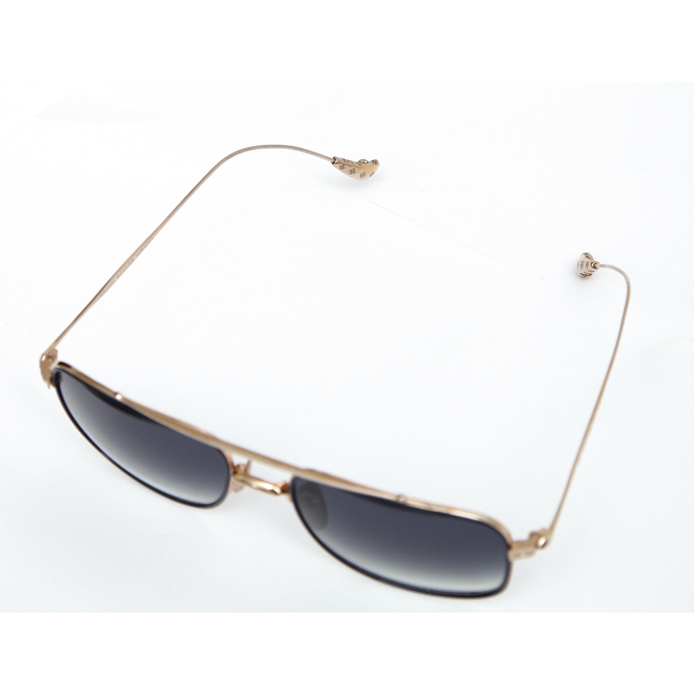 Women's or Men's CHROME HEARTS Sunglasses Frame BONE PRONE III Blue Gradient Gold Arms Eyewear