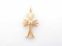 Chrome Hearts Tiny Fat Cross 22K Yellow Gold Diamond Pendant