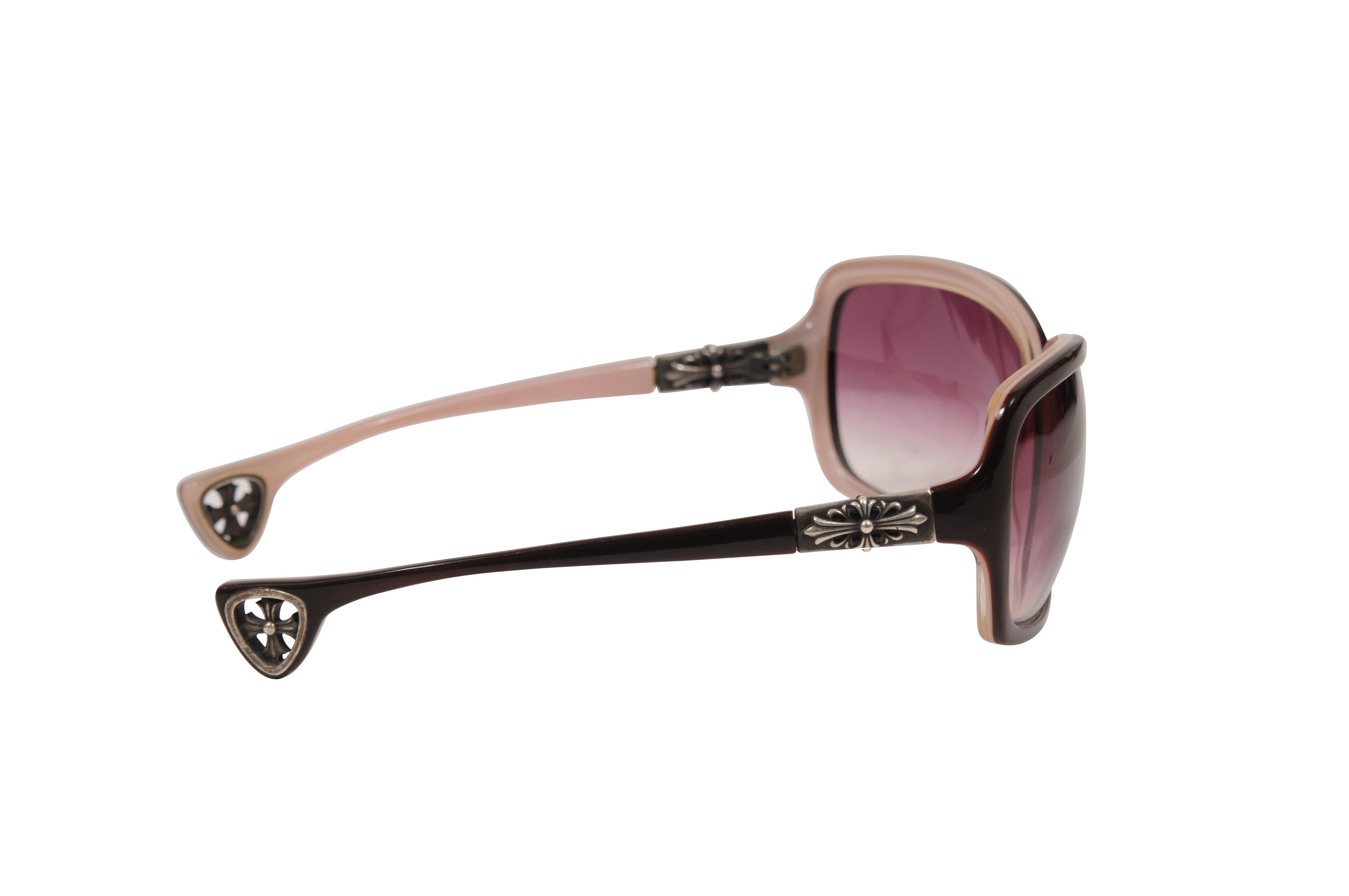 Chrome Hearts Vintage Warm Lunch Sonnenbrille SchwarzRosa Kreuz 925 Silber Schmetterling im Zustand „Gut“ im Angebot in North Miami, FL