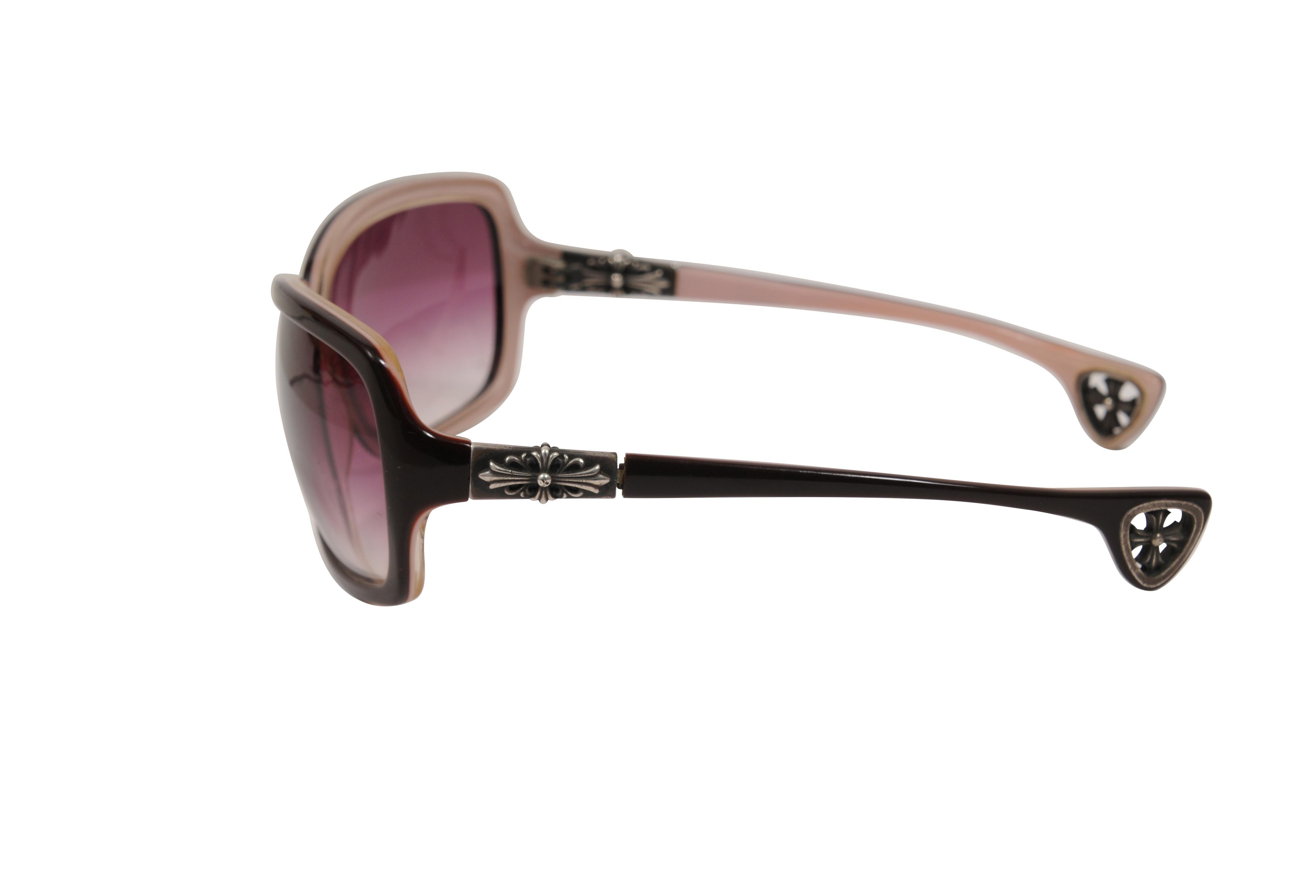 Chrome Hearts Vintage Warm Lunch Sonnenbrille SchwarzRosa Kreuz 925 Silber Schmetterling im Angebot 3